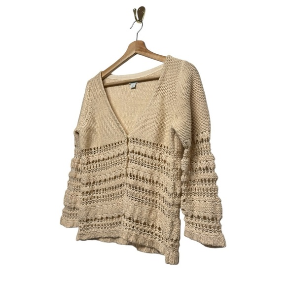 SUNDANCE Cloudscape Button Front Cardigan Beige S - Picture 6 of 10